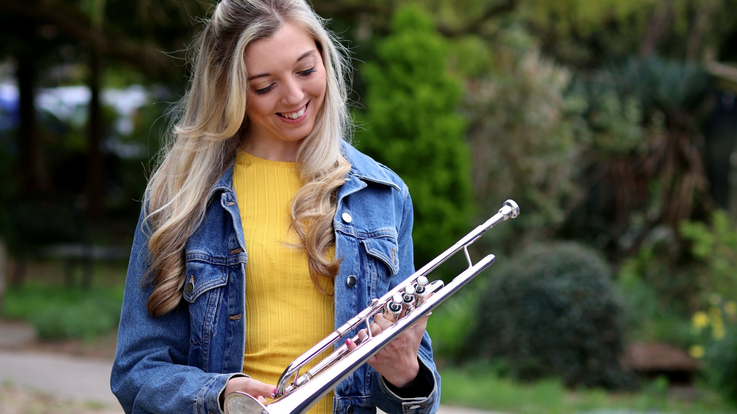 Jemma Andrews with trumpet — Teaching hero image.